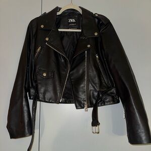 Zara Black Leather Biker Jacket